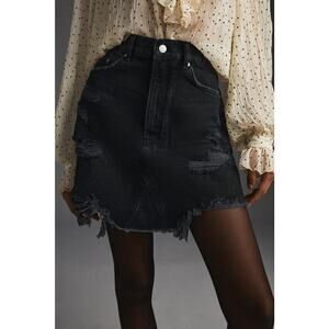 Anthropologie Pilcro Destroyed Denim Mini Skirt Black Size 4